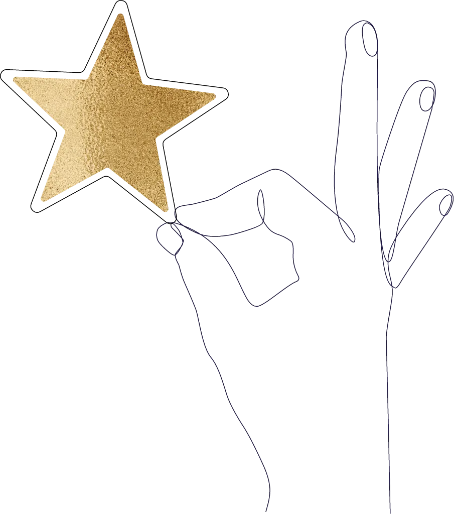 hand holding a golden star