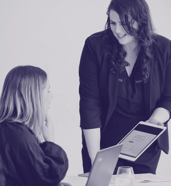 Jackie is having a discussion with a client